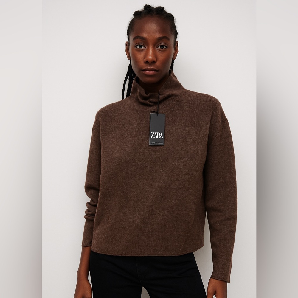 💚Zara Women's Turtleneck Sweater in Brown